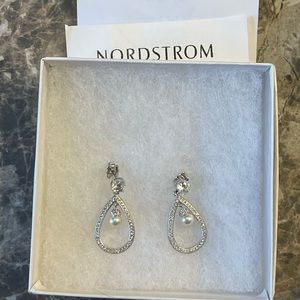 Nordstrom pearl and cubic zirconium earrings